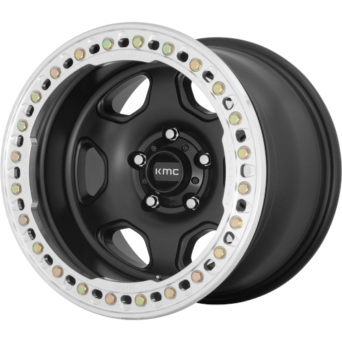 KMC KM223 Hex Satin Black W/ Machined Lip - Part Number KM23321080748N KMC KM223 Hex Satin Black W/ Machined Lip Photo