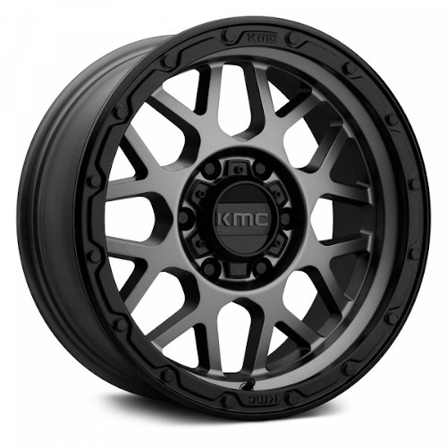 KMC KM535 Grenade Off-Road Matte Gray Black Lip - Part Number KM53529058418 KMC KM535 Grenade Off-Road Matte Gray Black Lip Photo