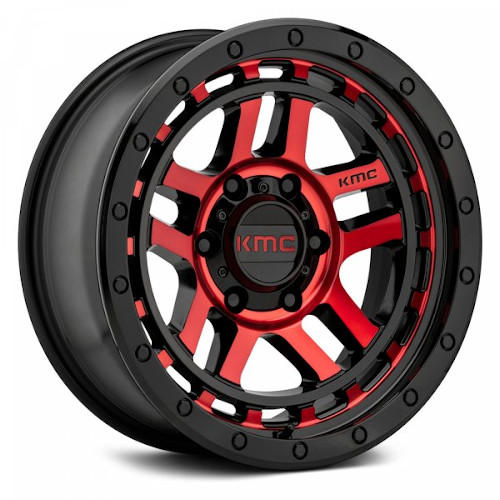 KMC KM540 Recon Black Machined Red Tint Photo