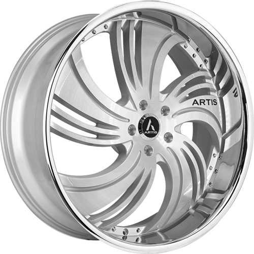 Lexani Avenue A201 Silver Machined W/ Stainless Lip - Part Number A201-2290-45-28SMS Lexani Avenue A201 Silver Machined W/ Stainless Lip Photo