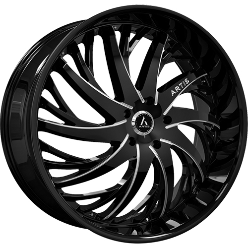 Lexani Decatur A202 Gloss Black W/ Milled Grooves - Part Number A202-2895-73-00BG Lexani Decatur A202 Gloss Black W/ Milled Grooves Photo