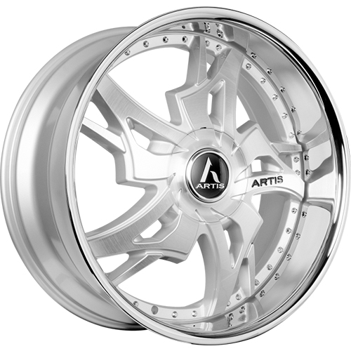 Lexani Laredo XL A208 Silver Machined With Stainless Lip - Part Number A208-2610-31-35SMS Lexani Laredo XL A208 Silver Machined With Stainless Lip Photo