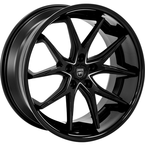 Lexani R12 Gloss Black W/ Milled Grooves - Part Number R12-2210-45-38BG-1 Lexani R12 Gloss Black W/ Milled Grooves Photo