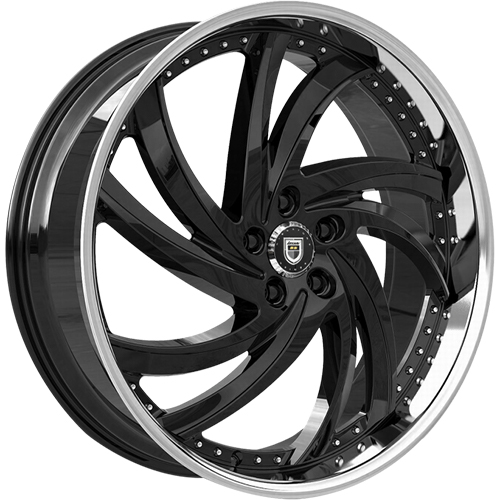 Lexani Turbine 690 Black W Chrome Lip - Part Number 690-2290-45-15FBS Lexani Turbine 690 Black W Chrome Lip Photo
