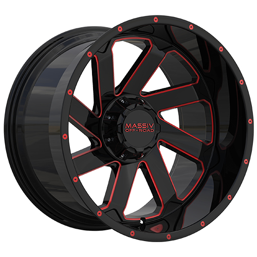 Massiv Off-Road MAS-OR4 Black W/ Red Milled Accents - Part Number MAS-OR4-22130-N18BWR Massiv Off-Road MAS-OR4 Black W/ Red Milled Accents Photo