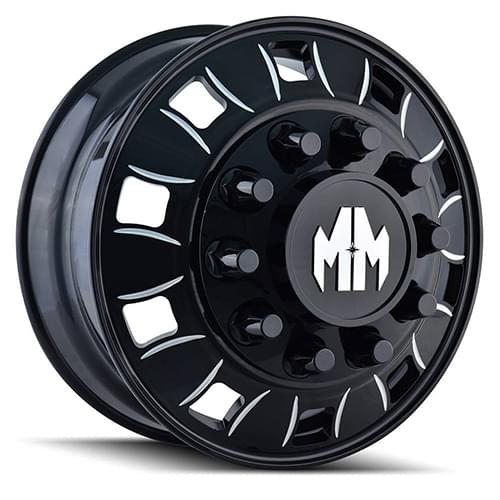 Mayhem Bigrig 8180 Gloss Black W/ Milled Spokes Front Photo