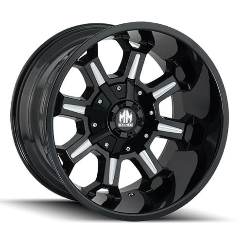 Mayhem Combat 8105 Gloss Black W/ Milled Spokes - Part Number 8105-8956M Mayhem Combat 8105 Gloss Black W/ Milled Spokes Photo