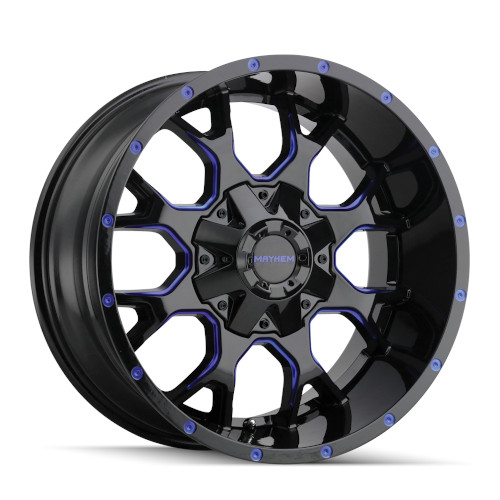 Mayhem Warrior 8015 Gloss Black W/ Blue Spokes - Part Number 8015-7952BTB Mayhem Warrior 8015 Gloss Black W/ Blue Spokes Photo