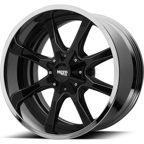 Moto Metal MO201 Gloss Black W/ Chrome Lip - Part Number MO201-20128044NBC Moto Metal MO201 Gloss Black W/ Chrome Lip Photo