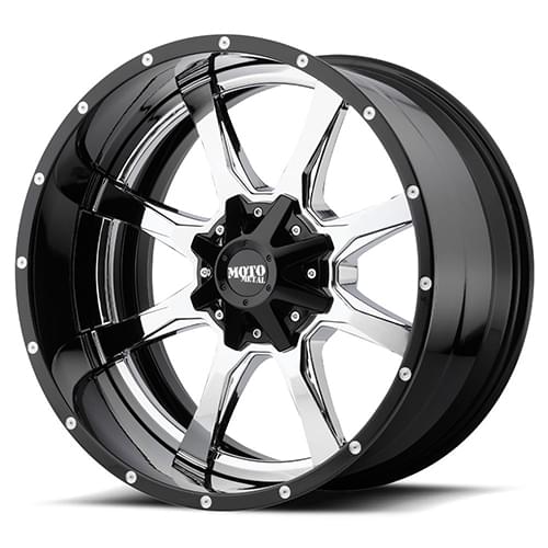 Moto Metal MO201 Chrome W/ Black Lip - Part Number MO201-20103518NCB Moto Metal MO201 Chrome W/ Black Lip Photo