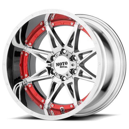 Moto Metal MO993 Hydra Chrome W/ Red Undercut - Part Number MO99329050218 Moto Metal MO993 Hydra Chrome W/ Red Undercut Photo