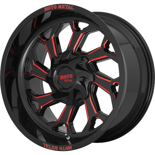 Moto Metal MO999 Gloss Black W/ Red Milled Spokes - Part Number MO99922287944N Moto Metal MO999 Gloss Black W/ Red Milled Spokes Photo