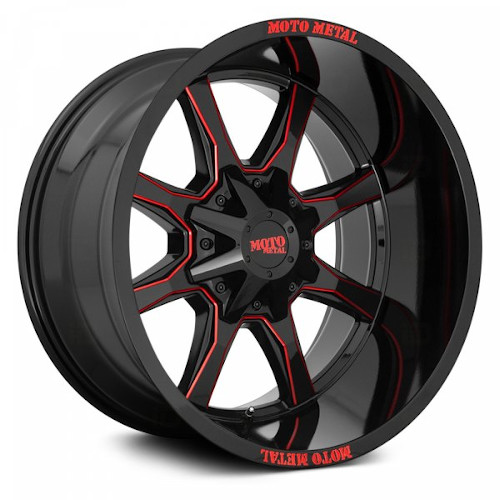 Moto Metal MO970 Gloss Black W/ Red Milled Spokes - Part Number MO970210883C18N Moto Metal MO970 Gloss Black W/ Red Milled Spokes Photo