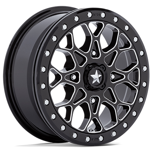 MSA Offroad Portal Beadlock M48 Gloss Black Milled W/ Gloss Black Ring