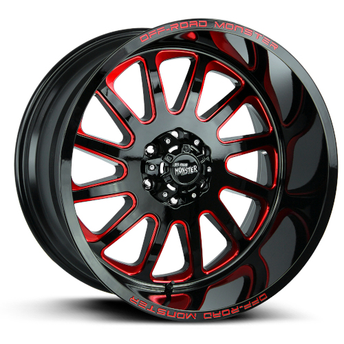Off-Road Monster M17 Gloss Black Candy Red Milled - Part Number M170635N19GBMLR Off-Road Monster M17 Gloss Black Candy Red Milled Photo