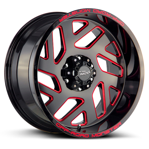 Off-Road Monster M19 Gloss Black Candy Red Milled - Part Number M190527N19GBMLR Off-Road Monster M19 Gloss Black Candy Red Milled Photo