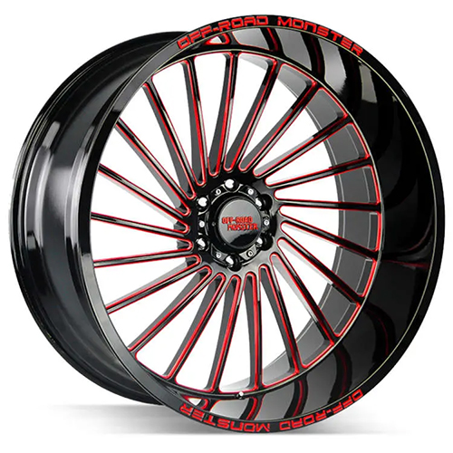 Off-Road Monster M27 Gloss Black W/ Candy Red Milled Accents - Part Number M27612527N44GBMLR Off-Road Monster M27 Gloss Black W/ Candy Red Milled Accents Photo