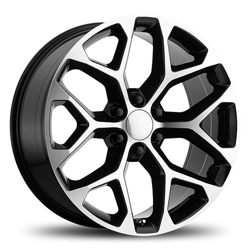 Replica 1 Snowflake RP09 Gloss Black W/ Machined Spokes - Part Number RP-09229G639+24BM Replica 1 Snowflake RP09 Gloss Black W/ Machined Spokes Photo