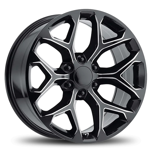 Replica 1 Snowflake RP09 Gloss Black W/ Milled Spoke Edges Photo