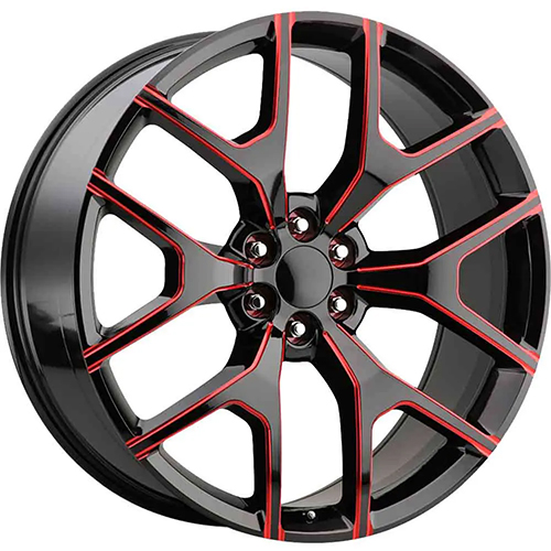 Replica Tech RT-6 Gloss Black W/ Red Milled Accents - Part Number RT6-2610XX30LBRX Replica Tech RT-6 Gloss Black W/ Red Milled Accents Photo