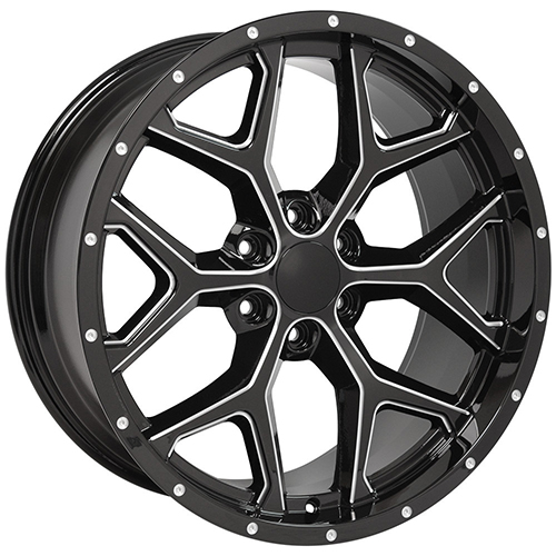 Replica Wheel Chevrolet Silverado CV98 Black W/ Milled Edge Photo