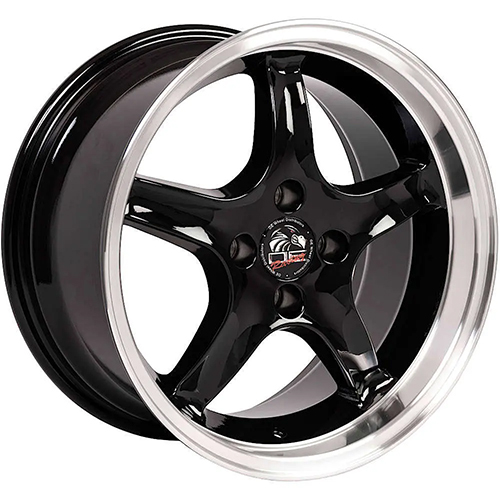 Replica Wheel Ford Mustang Cobra FR04 Black W/ Machined Lip