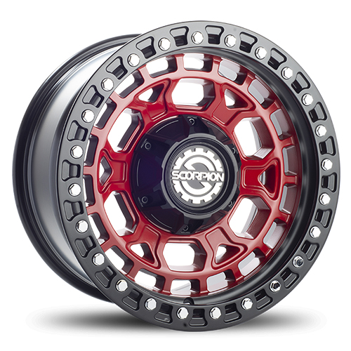 Scorpion Nomad Candy Red W/ Black Simulated Beadlock - Part Number ND-201063539-19CRBL Scorpion Nomad Candy Red W/ Black Simulated Beadlock Photo