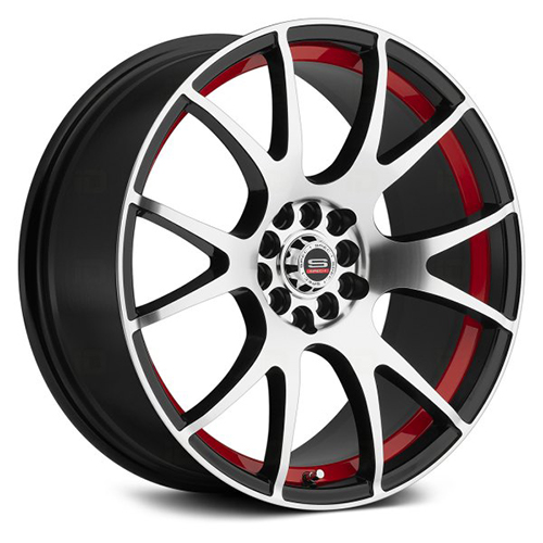 Spec-1 SP-2 Gloss Black Machined W/ Red Line - Part Number SP2S-17802338GBMR Spec-1 SP-2 Gloss Black Machined W/ Red Line Photo