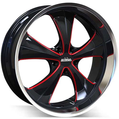 Strada Street Classics Old Skool C02 Gloss Black W/ Candy Red Milled Accents - Part Number C02451515GBMLRSS Strada Street Classics Old Skool C02 Gloss Black W/ Candy Red Milled Accents Photo