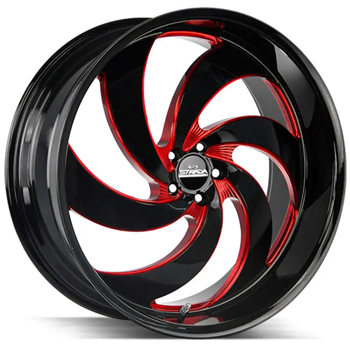 Strada Street Classics Retro 6 C06 Gloss Black W/ Candy Red Milled Accents - Part Number C06400015GBMLR Strada Street Classics Retro 6 C06 Gloss Black W/ Candy Red Milled Accents Photo