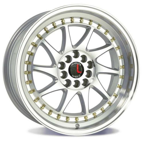 Traklite Wheels Turbo Silver w/ Machined Face And Gold Rivets