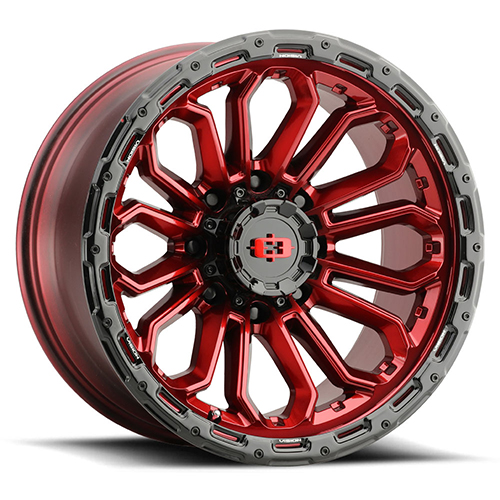 Vision Offroad Korupt 405 Gloss Red W/ Gloss Black Lip - Part Number 405-2973GRGBL10 Vision Offroad Korupt 405 Gloss Red W/ Gloss Black Lip Photo