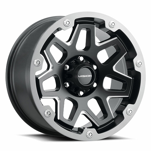 Vision Offroad Se7en 416 Satin Black Milled Gray Ring - Part Number 416-7981SBMG-12 Vision Offroad Se7en 416 Satin Black Milled Gray Ring Photo