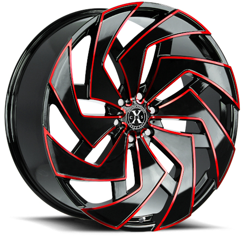 Xcess X04 Gloss Black Candy Red Milled - Part Number X04252035GBMLR Xcess X04 Gloss Black Candy Red Milled Photo