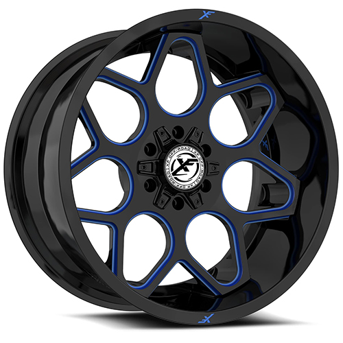 XF Offroad XF-232 Gloss Black W/ Blue Milled Accents - Part Number XF-232201081651170-24GBMLB XF Offroad XF-232 Gloss Black W/ Blue Milled Accents Photo