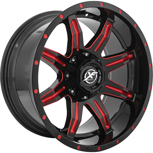 XF Offroad XF-215 Gloss Black Red Milled - Part Number XF-215201051143127-12GBMLR XF Offroad XF-215 Gloss Black Red Milled Photo