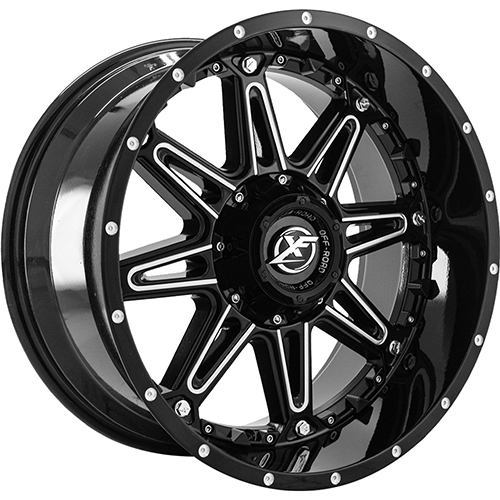 XF Offroad XF-217 Gloss Black Milled W/ Black Inserts - Part Number XF-217201051143127-24GBMLBISXFR XF Offroad XF-217 Gloss Black Milled W/ Black Inserts Photo