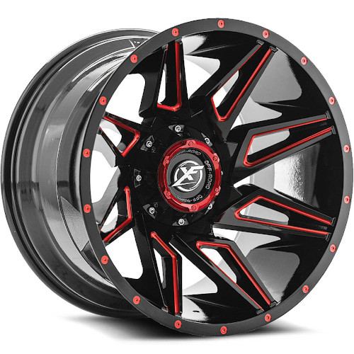 XF Offroad XF-218 Gloss Black Red Milled - Part Number XF-218201251271397-44GBMLR-B XF Offroad XF-218 Gloss Black Red Milled Photo