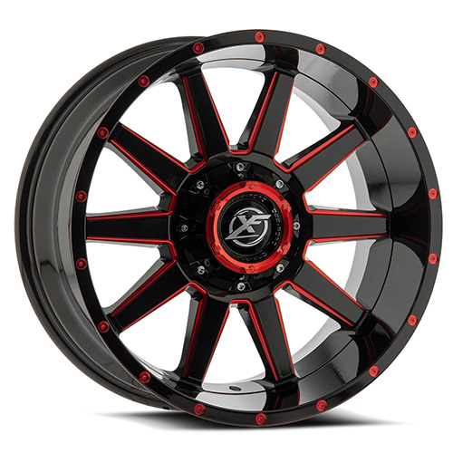 XF Offroad XF-219 Gloss Black W/ Red Milling - Part Number XF-219201061351397-12GBMLR XF Offroad XF-219 Gloss Black W/ Red Milling Photo