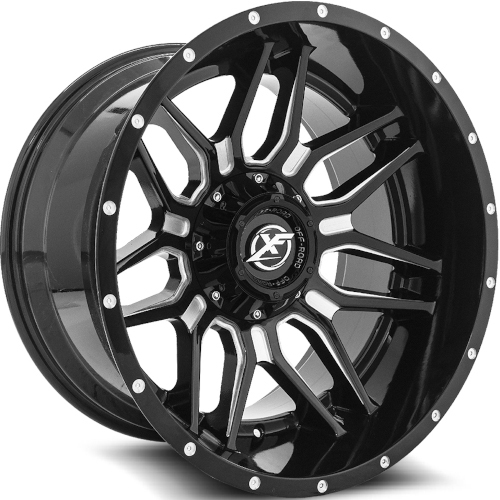 XF Offroad XF-222 Gloss Black Milled - Part Number XF-222209051351397+12GBML XF Offroad XF-222 Gloss Black Milled Photo