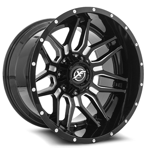 XF Offroad XF-222 Gloss Black Milled - Part Number XF-222209081651170+12GBM XF Offroad XF-222 Gloss Black Milled Photo