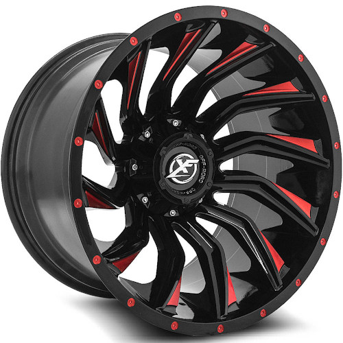 XF Offroad XF-224 Gloss Black Red Milled - Part Number XF-224201051351397-24GBMLR XF Offroad XF-224 Gloss Black Red Milled Photo