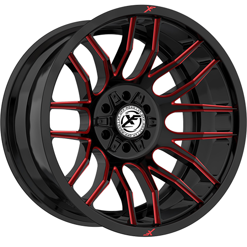 XF Offroad XF-232 Gloss Black W/ Red Milled Accents - Part Number XF-232201061351397-24GBMLR XF Offroad XF-232 Gloss Black W/ Red Milled Accents Photo
