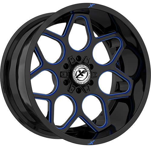 XF Offroad XF-233 Gloss Black W/ Blue Milled Accents - Part Number XF-233209061351397+12GBMLB XF Offroad XF-233 Gloss Black W/ Blue Milled Accents Photo