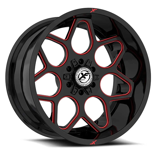 XF Offroad XF-233 Gloss Black W/ Red Milled Accents - Part Number XF-233201081651170-12GBRM XF Offroad XF-233 Gloss Black W/ Red Milled Accents Photo