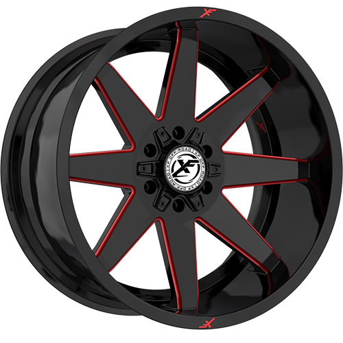 XF Offroad XF-236 Gloss Black W/ Red Milled Accents - Part Number XF-236201051271397-24GBMLR XF Offroad XF-236 Gloss Black W/ Red Milled Accents Photo