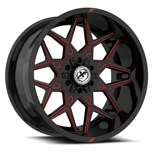 XF Offroad XF-238 Gloss Black W/ Red Milled Accents - Part Number XF-238201051271397-24GBMLR XF Offroad XF-238 Gloss Black W/ Red Milled Accents Photo