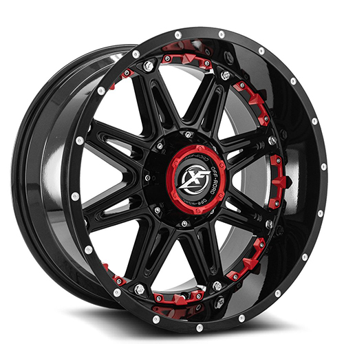 XF Offroad XF-217 Gloss Black Face and Red Inserts - Part Number XF-21720105135127-12GBRIS XF Offroad XF-217 Gloss Black Face and Red Inserts Photo