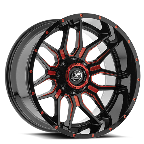 XF Offroad XF-222 Gloss Black Red Milled - Part Number XF-222209051351397+12GBMLR XF Offroad XF-222 Gloss Black Red Milled Photo