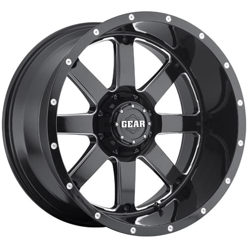 Gear Off Road Big Block 726 Gloss Black W/ Milled Spokes Deep - Part Number 726MB-2228744 Gear Off Road Big Block 726 Gloss Black W/ Milled Spokes Deep Photo